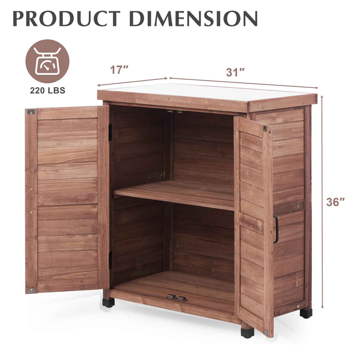 Potting Bench with Storage Cabinet and Metal Table Top for Outdoor Patio, Garden Furniture Wood Workstation - WoodArtSupply