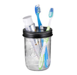 [Wide Mouth ONLY] SheeChung 2 Pack Mason Jar Toothbrush Holder Lid - Rustproof 304 Stainless Steel for Ball Mason Jar or Any Pint. Jar, Farmhouse Decor Bathroom Accessories Set - Black SheeChung