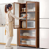 Premium 67" Bamboo Kitchen Storage Buffet with Acrylic Doors & Versatile Shelves TVMCNA