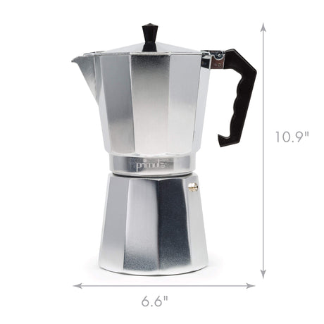 Primula Classic Stovetop Espresso and Coffee Maker, Moka Pot for Italian and Cuban Café Brewing, Greca Coffee Maker, Cafeteras, 12 Espresso Cups, Silver Primula
