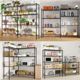 L Shaped Adjustable Storage Shelves 49.2''W X 70.86''H , 4 Tier Wire Shelving Unit, Heavy Duty Garage Corner Shelf, Metal Standing Shelf Units, Pantry Shelf for Corner Laundry Kitchen Pantry Closet SESAISHEIR