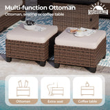 SUNSHINE VALLEY Patio Conversation Set Outdoor Furniture Brown Wicker Rattan Sets with Cushion Sectional Furniture,7 Pieces 9 Seats,Beige SUNSHINE VALLEY