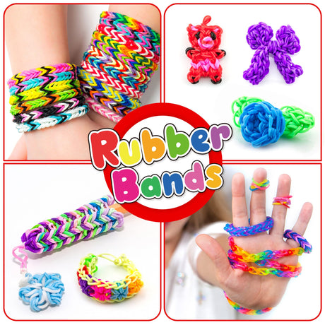 INSCRAFT 17500+ Rubber Loom Bands with 3 Layer Container, 28 Colors, 600 S-Clips, 352 Beads, 40 Cartoon Pendant, Bracelet Making Refill Kit for Kids INSCRAFT
