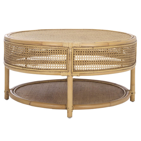 SAFAVIEH Home Collection - Arvid Honey Brown Wash Rattan Coffee Table, Round Boho Coastal Design, Fully Assembled (COF6512B) SAFAVIEH