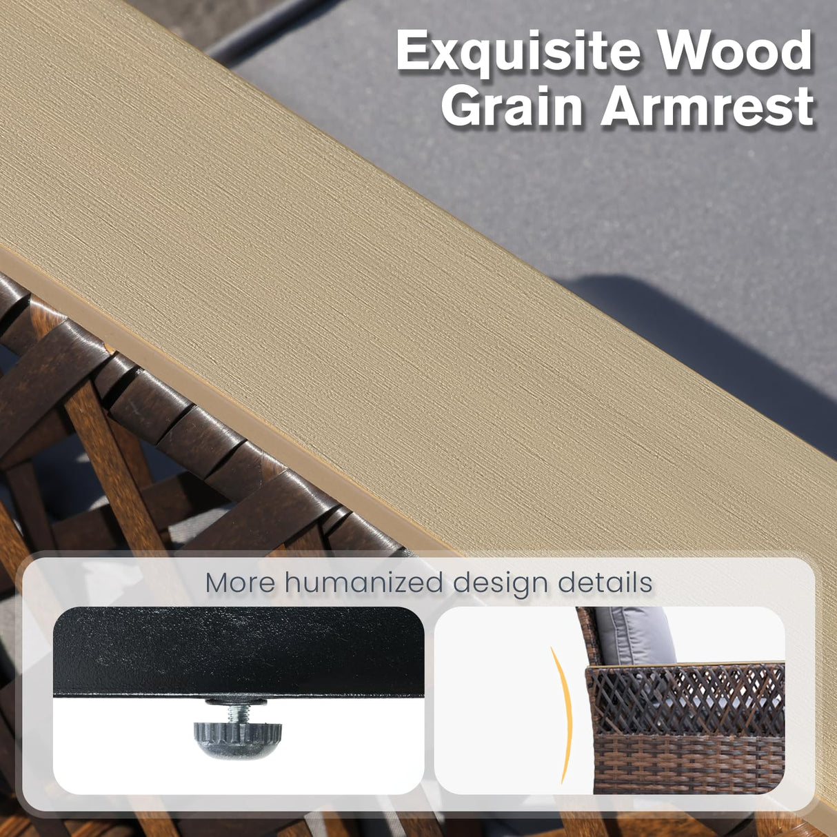 MELLCOM 8 Pieces Patio Furniture Set, Outdoor Wicker Chairs with Ottomans, 3-Seat Sofa & Dining Table, All-Weather Conversation Set with Water-Resistant Cushions & High Back for Garden, Backyard MELLCOM