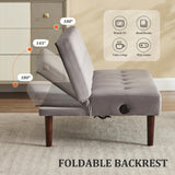 Convertible Futon Sofa Bed, Faux Leather Futon Couch with Adjustable Backrest and Usb Port, Modern Folding Couch For Small Spaces Living Room Sleeper Bed for Living Room,Bedroom,Office (Gray) Klwenas Maec