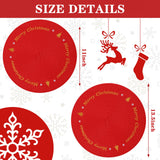 Tioncy 6 Pcs Plastic Christmas Placemats Round Snowflake Red Placemats 13.4 Inch Winter Xmas Tree Table Mat Washable Place Mat for Christmas Party Holiday Kitchen Dining Table Tioncy