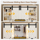 Hasuit Farmhouse Vanity Desk with Mirror and Adjustable Lights in White Hasuit