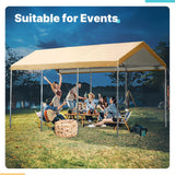 FORALEBEN Carport Replacement Canopy Cover for 10' x 20' Car Tent Top Garage Shelter Cover Tarp with Ball Bungees (Only Top Cover, Frame Not Include) Ginger FORALEBEN