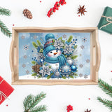 DIY Diamond Art Painting Wooden Tray Kit With Handle, Food Tray for Breakfast, Bar Dinner Table Decoration, Diamond Dots Gem Painting Art Set for Beginners-Snowman1 WoodArtSupply