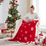 Touchat Red Sherpa Christmas Throw Blanket, Fuzzy Fluffy Soft Cozy Blanket, Fleece Flannel Plush Microfiber Blanket for Couch Bed Sofa (50" X 60",Red Snowflake) Touchat