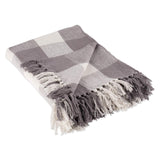 DII Buffalo Check Collection Rustic Farmhouse Throw Blanket with Tassles, 50x60, Gray/White DII