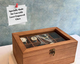 Personalized Watch Storage Box with Drawer, 8 Slots, 2 Layers, Wood - Groomsmen Gifts - Custom Gift for Him, Dad, Husband - Gift for Men to keep sunglasses, key, rings (Watch Box) Generic