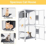 Yafylly Catio Outdoor Cat Enclosure, Cat Condo for Patio, Wooden Movable Cats Cage with 4 Wheels, Outside Cats House Weatherproof, Cats Condo Outdoor with 3 Platforms Yafylly