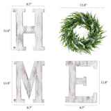 LOSOUR Home Letters with Wreath-Farmhouse Decor for The Home Clearance Wood Letters-Decorative Home Sign for Living Room Decor, Entry Way, Kitchen, etc (White) LOSOUR