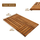 Utoplike Teak Wood Bath Mat, 31.8 x 20 inch Large Wooden Shower Mat for Bathroom, Non Slip Wood Floor Sturdy Mat for Inside Shower Luxury Spa Home or Outdoor Utoplike