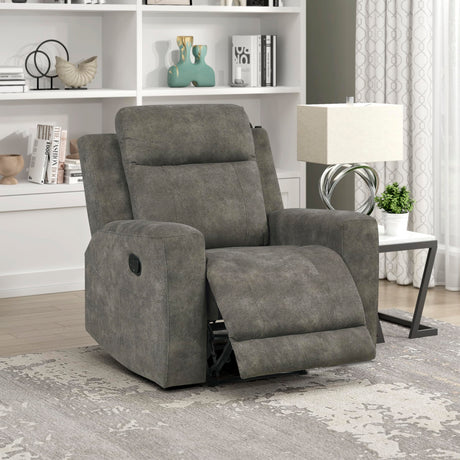 Lexicon Manual Recliner Chair, Textured Microfiber Reclining Sofa Chair, Home Theater Seating, Wall Hugger, Track Arms, Manual Recliner for Living Room/Office/Apartment, Easy Assembly, Brown Lexicon