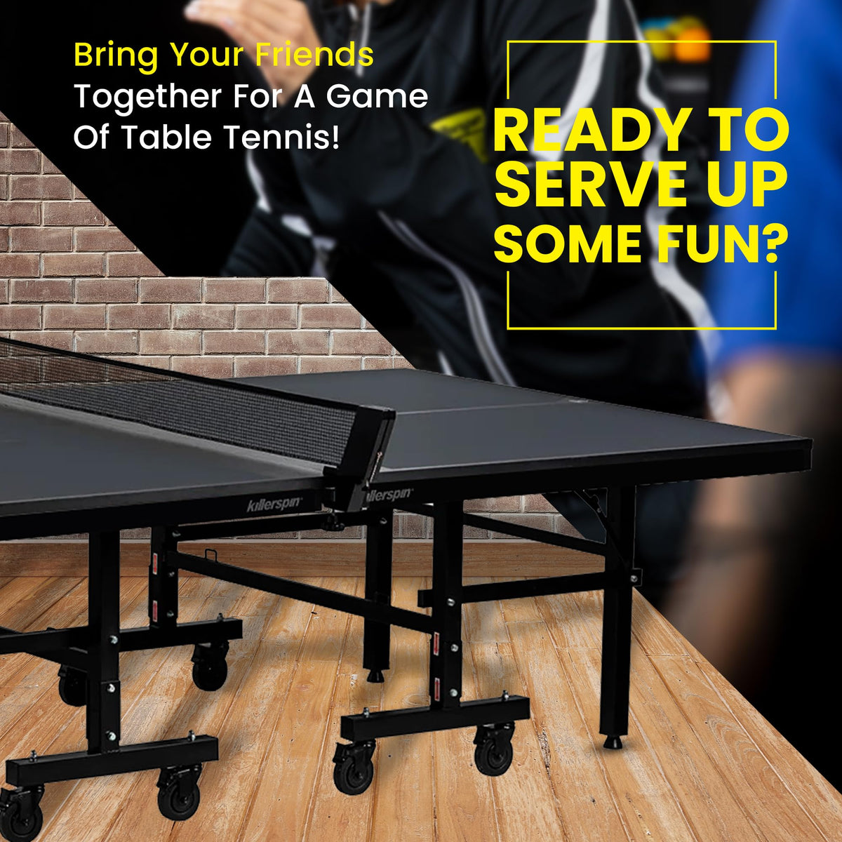 Killerspin MyT 415X Mega, Ping Pong Table, Foldable Table for Table Tennis, Portable Ping Pong Table Set with Built-in Paddle and Ball Storage, 25mm MDF Board Pingpongball Table, Graphite Color Killerspin