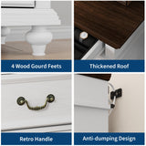 IDEALHOUSE Farmhouse Tall Dresser for Bedroom with 7 Drawers, 50" Tall Large Wood Chest of Drawers with Jewelry Storage for Bedroom, Living Room, Hallway, White IDEALHOUSE