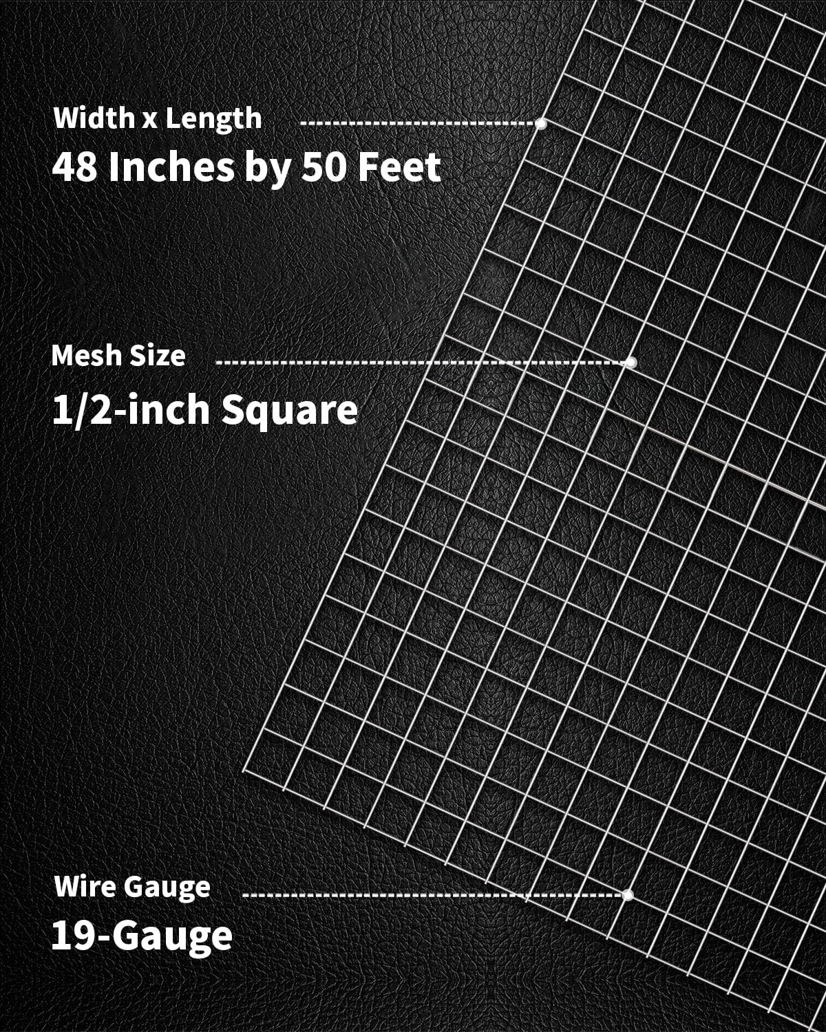 Nueve Deer 1/2 inch Hardware Cloth 48x50 19-Gauge - Hot Dipped Galvanized After Welding - Chicken Wire Fence Roll, Wire Mesh Roll, Rabbit Wire Fencing, Cage Wire, Chicken Coop/Run Cover Nueve Deer