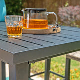 Sophia & William 37" Tall Patio Outdoor Bar Table, Metal Counter Height Dining Table with Wood Grain Tabletop, Adjustable Feet Mats, Rectangular Bistro Table with E-Coating for Porch Yard Lawn Sophia & William