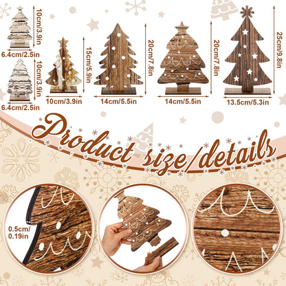 Cinnvoice 6 Pcs Wooden Christmas Trees Tabletop Decor Rustic Wood Christmas Trees Xmas Centerpieces Table Wooden Signs Farmhouse Table Home Decor for Home Office Farmhouse