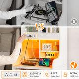 EnHomee Tall LED Nightstands Set of 2 with Charging Station and 2 Drawers in White EnHomee