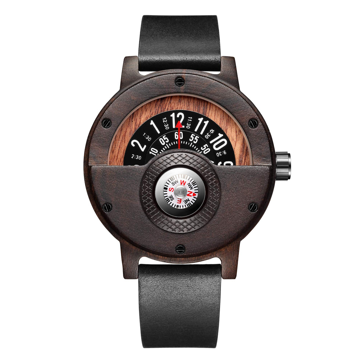 Compass Watches for Men, Turntable Wooden Watch, Lightweight Handmade, Quartz Sports Watch (# GO-145) GORBEN