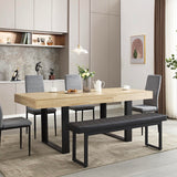 STHOUYN 63”-79” Extendable Dining Room Table, Modern Farmhouse Wooden Kitchen Table, Long Expandable Dining Table for 6 8 10, Large Expanding Table Conference Tables (Rustic Oak) STHOUYN