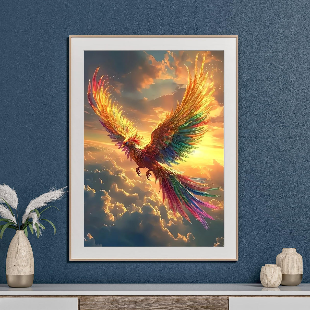 Phoenix Diamond Art Kits for Adults, 5D Diamond Painting Kits for Beginners, Animals Diamond Dot, Small Dimond Art Paintings Kit, Full Drill Gem Painting, Crafts for Adults, Home Wall Decor 12x16inch Rekxtmo