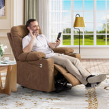 YITAHOME Electric Power Lift Recliner Chair for Elderly, Fabric Recliner Chair with Massage and Heat, Spacious Seat, USB Ports, Cup Holders, Side Pockets, Remote Control (Brown) YITAHOME