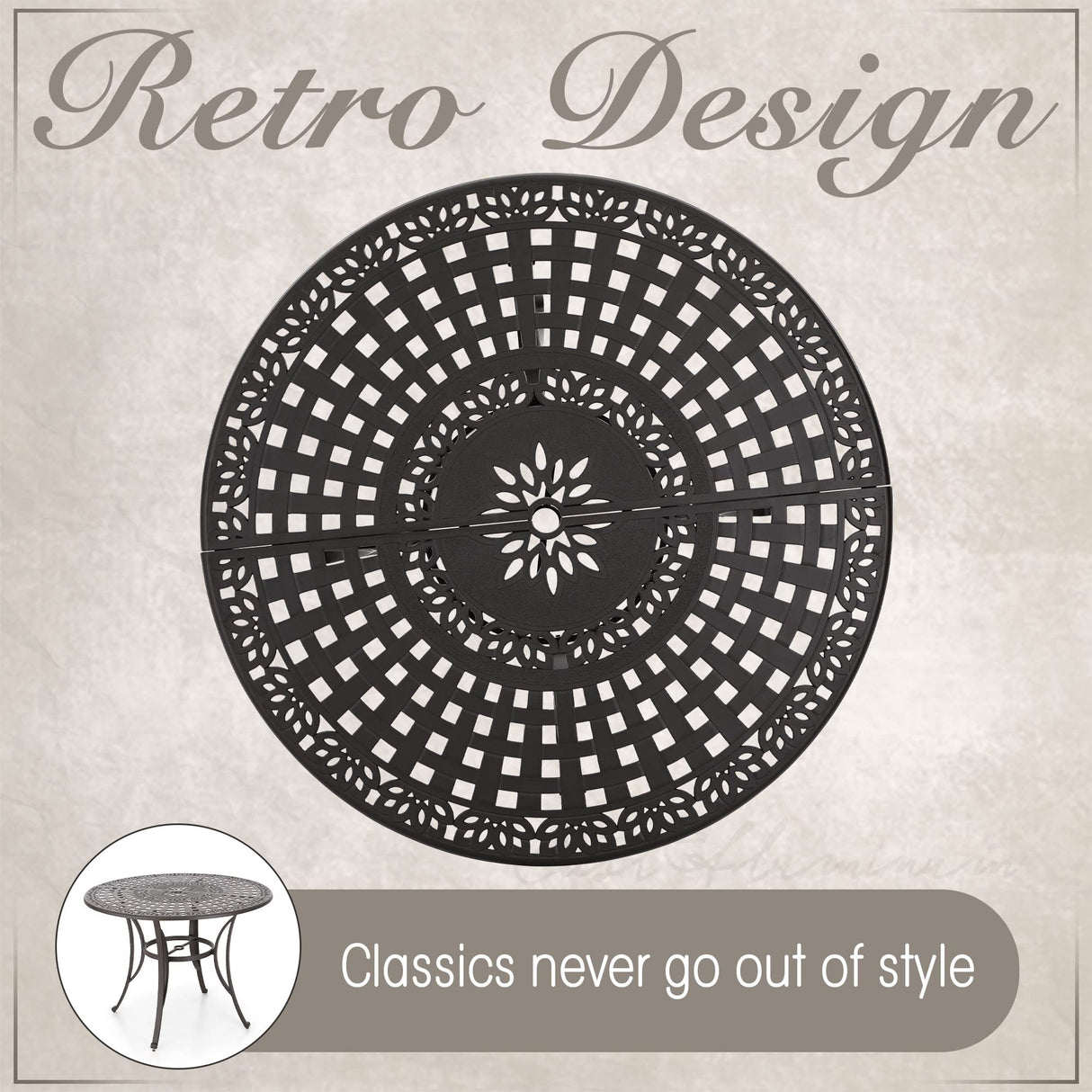 MFSTUDIO Cast Aluminum Bar Height Patio Dining Set of 7, Outdoor Table and Chairs Set with 1×54" Round Aluminum Patio Table and 6×Swivel Outdoor Bar Stool MFSTUDIO