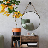 POZINO Round Mirror, Rope Hanging Mirror, 15 Inch Farmhouse Circle Wall Mirror for Bathroom Bedroom Living Room Entryway Home Decor, Grey POZINO