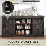 YITAHOME TV Stands with Power Outlets for 70/65 Inch Television, Modern Farmhouse Entertainment Center TV Media Console with Barn Sliding Doors & Adjustable Shelf for Living Room, Dark Rustic Oak YITAHOME