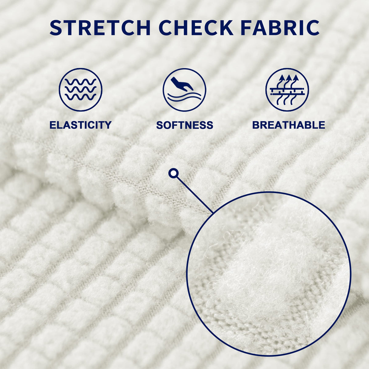 SUBRTEX Sofa 1-Piece Stretch Slipcover Soft Couch Washable Furniture Covers Jacquard Fabric Small Checks(Off-White,Medium), Loveseat/2-seater SUBRTEX