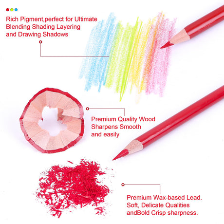 PABLUE Colored Pencils, Premium Soft Core, 12 Professional Colored Pencils for Adults,school and Coloring Book, Artist Drawing Pencils with a Water Color Brush for Blending, Sketching, Shading PABLUE
