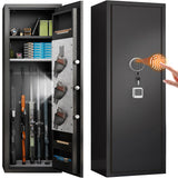 ErgoNova 57" Large Gun Safe,Biometric 5-Gun Safe Cabinet,Quick Access Long Gun Pistols,Rifles and Shotguns Gun Cabinet,with 3 Pistol Bags and LED Light Adjustable Gun Rack,Assembled(Black) ErgoNova