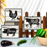Jetec 3 Pieces Farmhouse Kitchen Signs Cow Rooster and Pig Decors 7.9 x 5.9 Inch Rustic Wooden Signs Country Wall Decorations for Kitchen Wall Decor and Home Decor (Rustic Style) Jetec