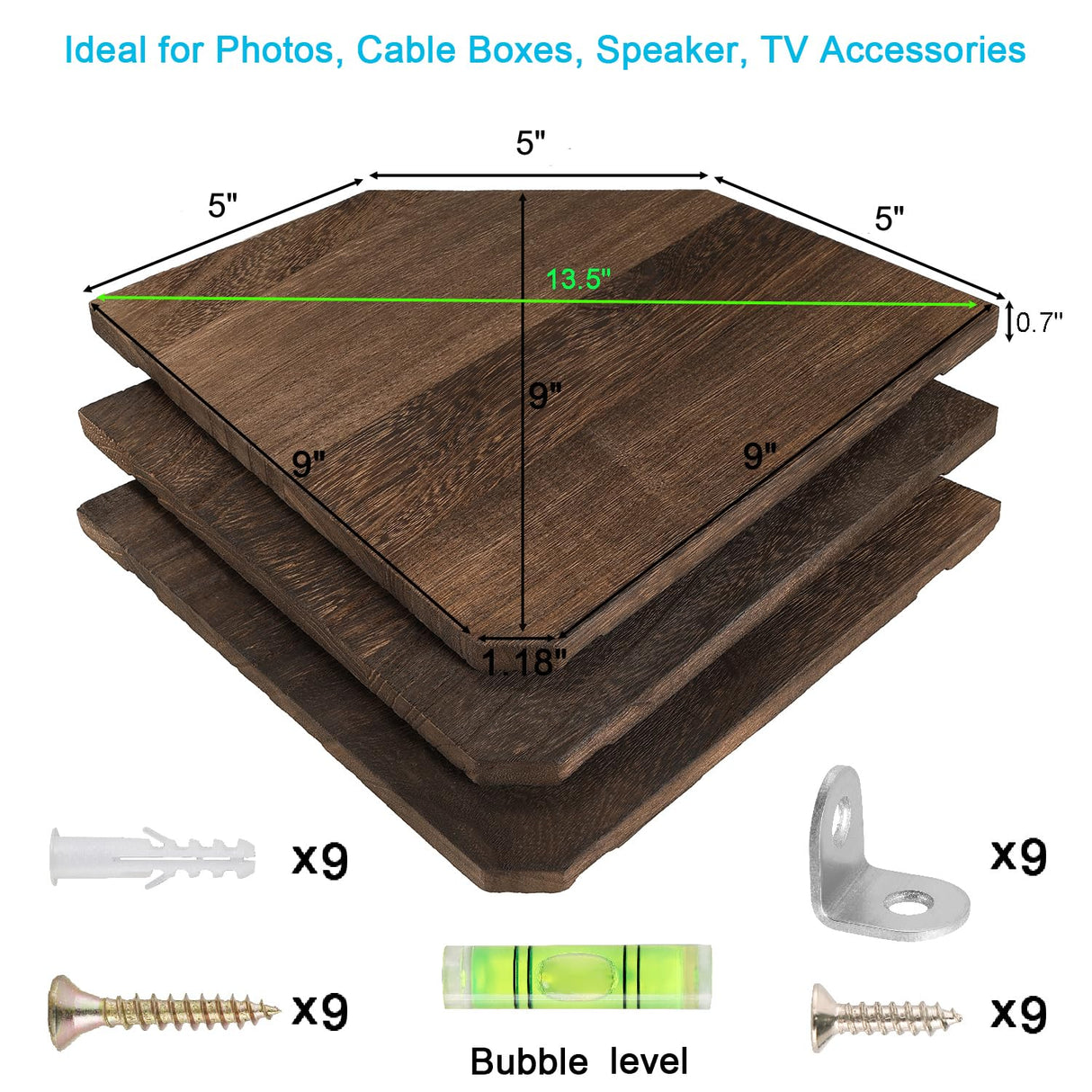 Joiishom Wood Corner Wall Shelves Set of 2, Solid Wood Corner Floating Shelves for Wall, Round End Wall Mounted Floating Corner Shelf for Bedroom, Living Room and Kitchen. (Brown-10 inch) Joiishom