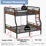 Full XL over Queen Industrial Bunk Beds for Teens or Adults , Heavy-Duty 2 IN 1 Metal Convertible Bunk Bed with Ladder and Slats Support ,15.9" High Guard Rail,Space-Saving ,Noise Reduced,Black MoproBeti