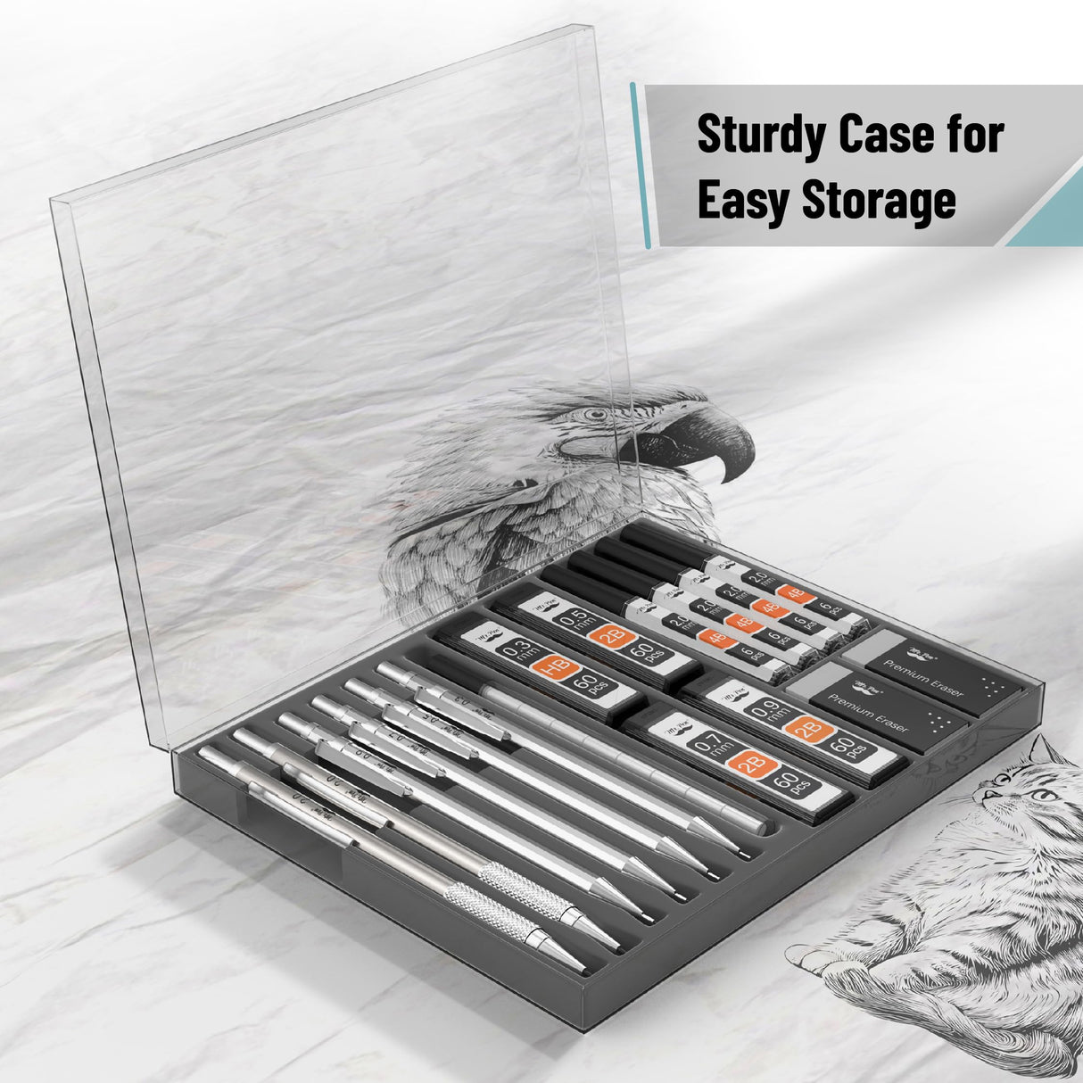 Mr. Pen- Metal Mechanical Pencil Set, 5Sizes, 0.3, 0.5, 0.7, 0.9, 2mm, Mechanical Pencils, Sketching Pencils, Drafting Pencil, Mechanical Pencil Metal, Lead Pencils, Drawing Mechanical Pencils Mr. Pen