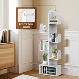 DOZILY Cactus Tree Bookshelf, 5-Tier Wood 50" Tall Book Storage Rack for CDs/Movies/Books, Small Space-Saving Organizer Shelves for Living Room, Bedroom, Home Office (White) DOZILY