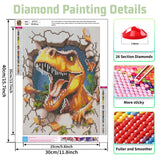 Diamond Painting Kits for Adults, Dinosaur Diamond Art Kits for Adults, DIY 5D Diamond Painting Kits for Beginners Home Wall Decor 12x16inch Mandun