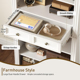 RALGEND Arched Bookshelf, 73" Tall Arch Bookcase with Drawers, 6-Tier Farmhouse Book Shelf, Wooden Bookshelf with Open Display Shelves for Living Room, Office, Adjustable Shelf, Walnut and White RALGEND