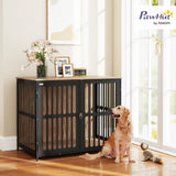 PawHut Dog Crate Furniture, 39" Dog Cage Furniture End Side Table with Anti-Chew Resistant Mesh, Anti-Escape Single Door, Heavy Duty Dog Kennel Indoor for Large Dogs, Walnut Brown PawHut