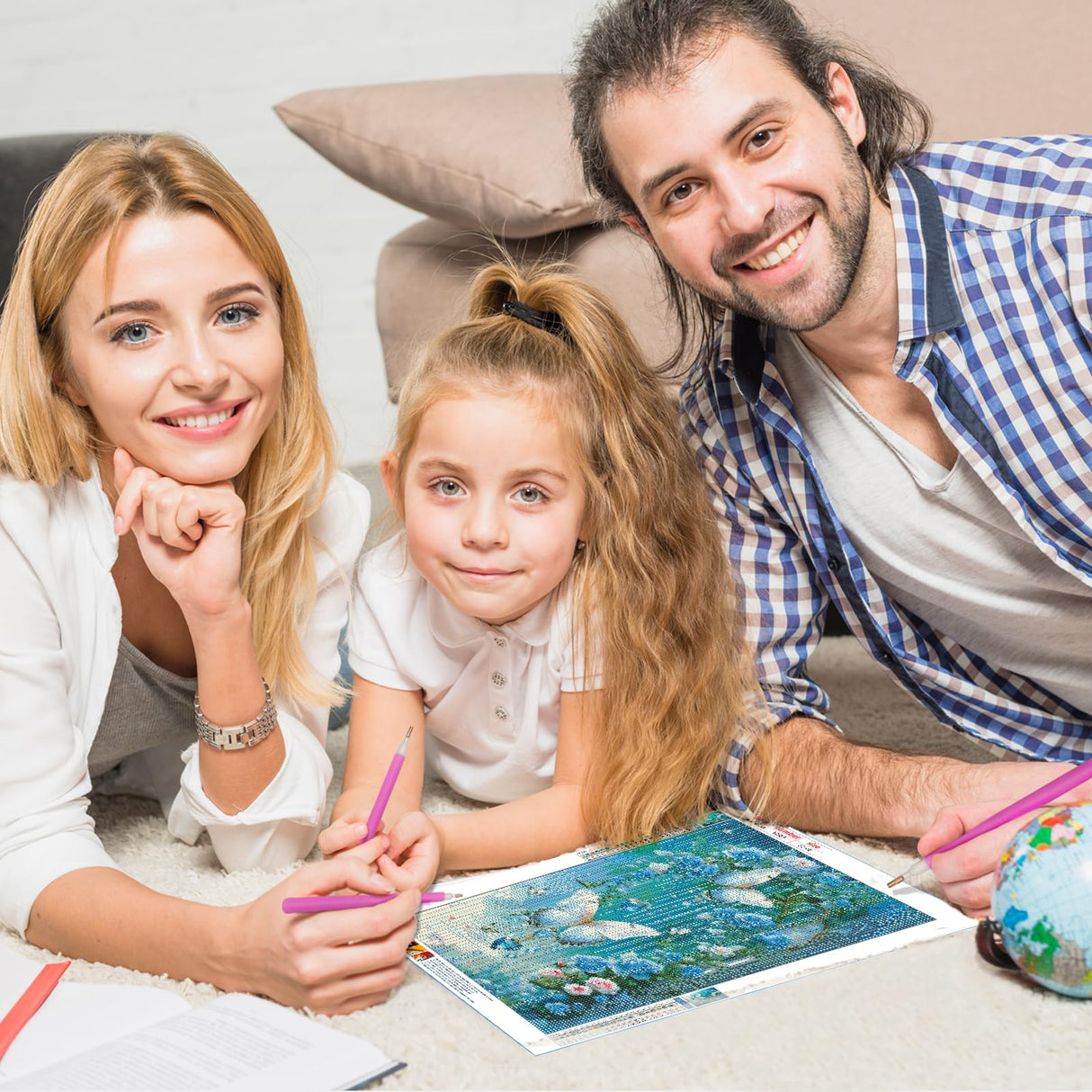 DPHERO DIY Blue Flowers Diamond Painting Kits for Beginners Adults,5D Butterfly Diamond Art Kits,Round Full Drill Fantasy Diamond Painting Art,DIY Painting by Numbers Diamond Art Painting 12x16 inch DPHERO