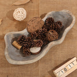 Wavy Live Edge Wooden Dough Bowl for Decor 16"L Medium Natural Root Wood Hand Carved Decorative Wooden Farmhouse Fruit Bowl Handmade, Home Decoration Centerpiece, Dining Room Table Display Bowl QIELSER