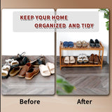 VICTORY RELAX 2-Tier Long Acacia Wood Shoe Rack, Wide Natural Shoe Storage Shelf for Entryway, Stackable Wooden Plant Stand Organizer for Closet, Bedroom, Kitchen, Indoor and Outdoor VICTORY RELAX