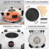 Baker’s Friend Electric Pizza Oven Indoor Countertop, 12 Inch Pizza Maker Machine for Home, Pizza Cooker & Pizza Grill, Premium Glazed Ceramic Stone Pizza Oven, Creamy White Baker's Friend