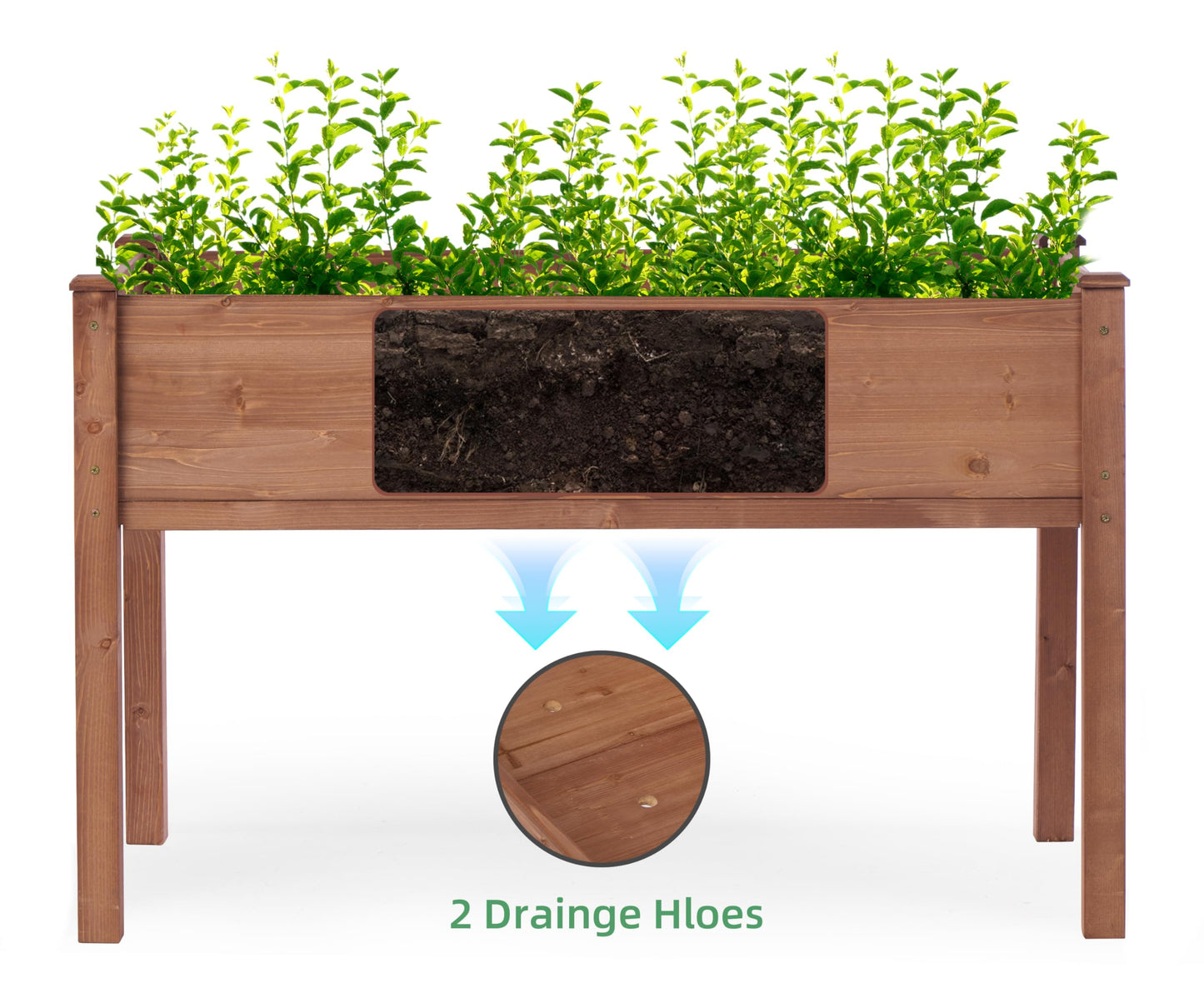 Raised Garden Bed with Legs (48x24x30''), Solid Wood Elevated Planter Box for Outdoor - WoodArtSupply